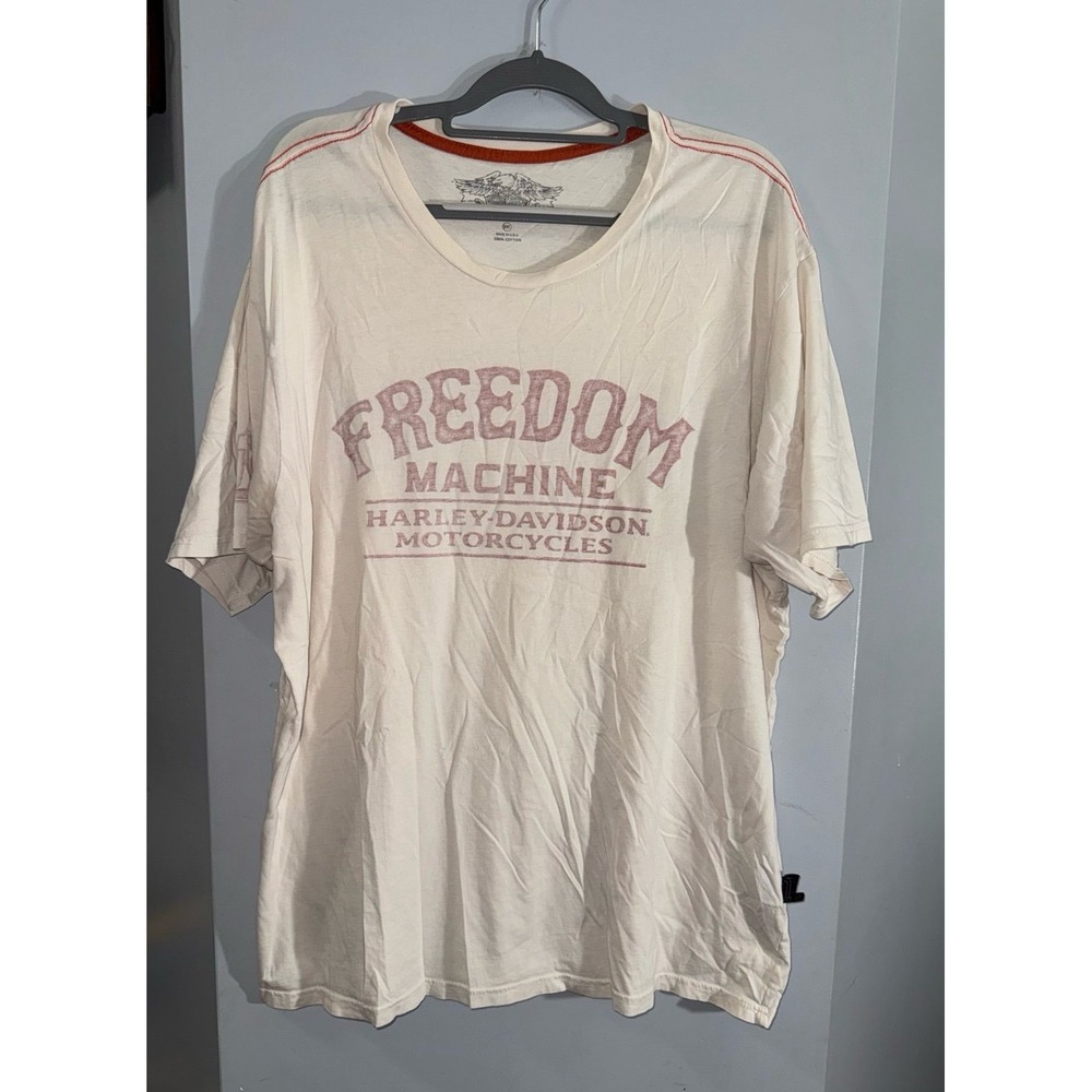 Harley Davidson Freedom Machine ivory and washed red tshirt size 3XL‎